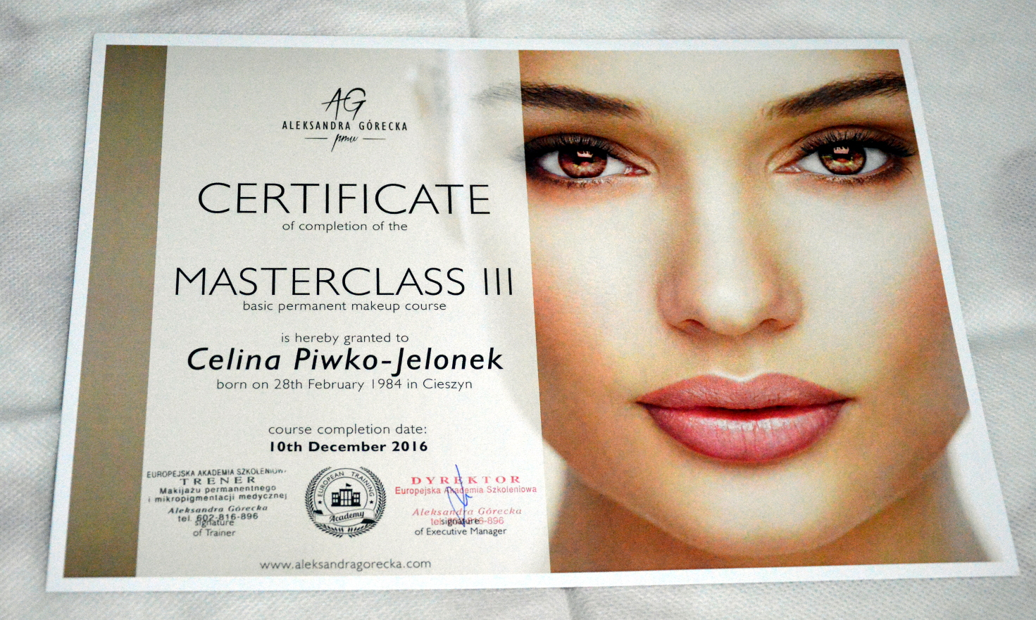 certyfikat masterclas ang