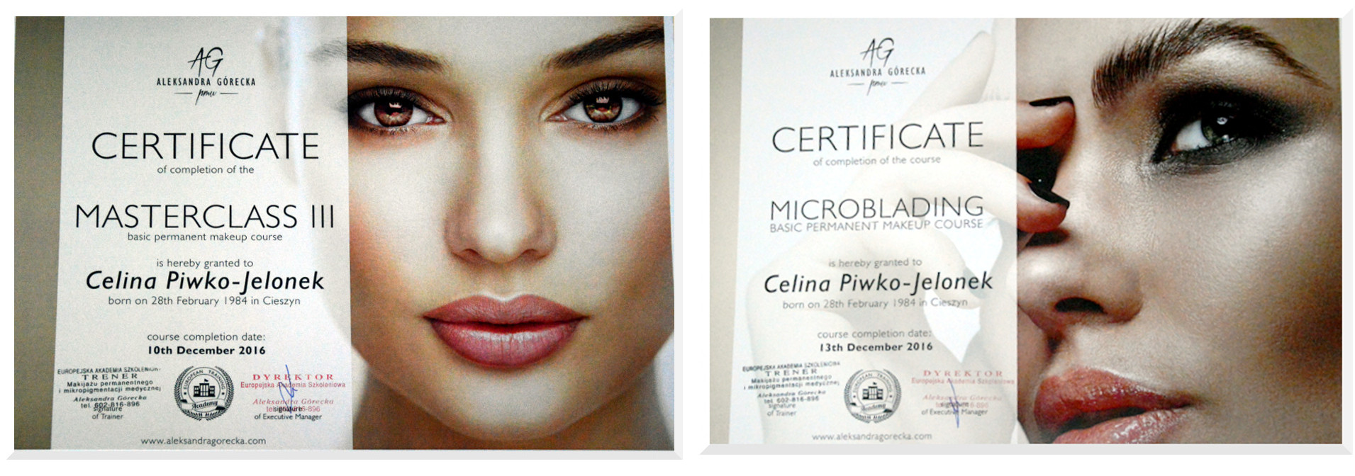 Facelove certyfikaty | makijaż permanentny bielsko